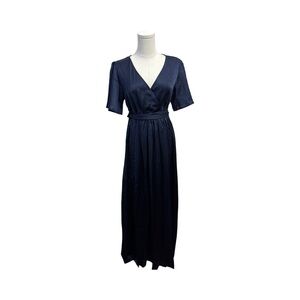 Baltic Born Deep Navy Blue A-line Maxi Dress with V-neck- size L NEW